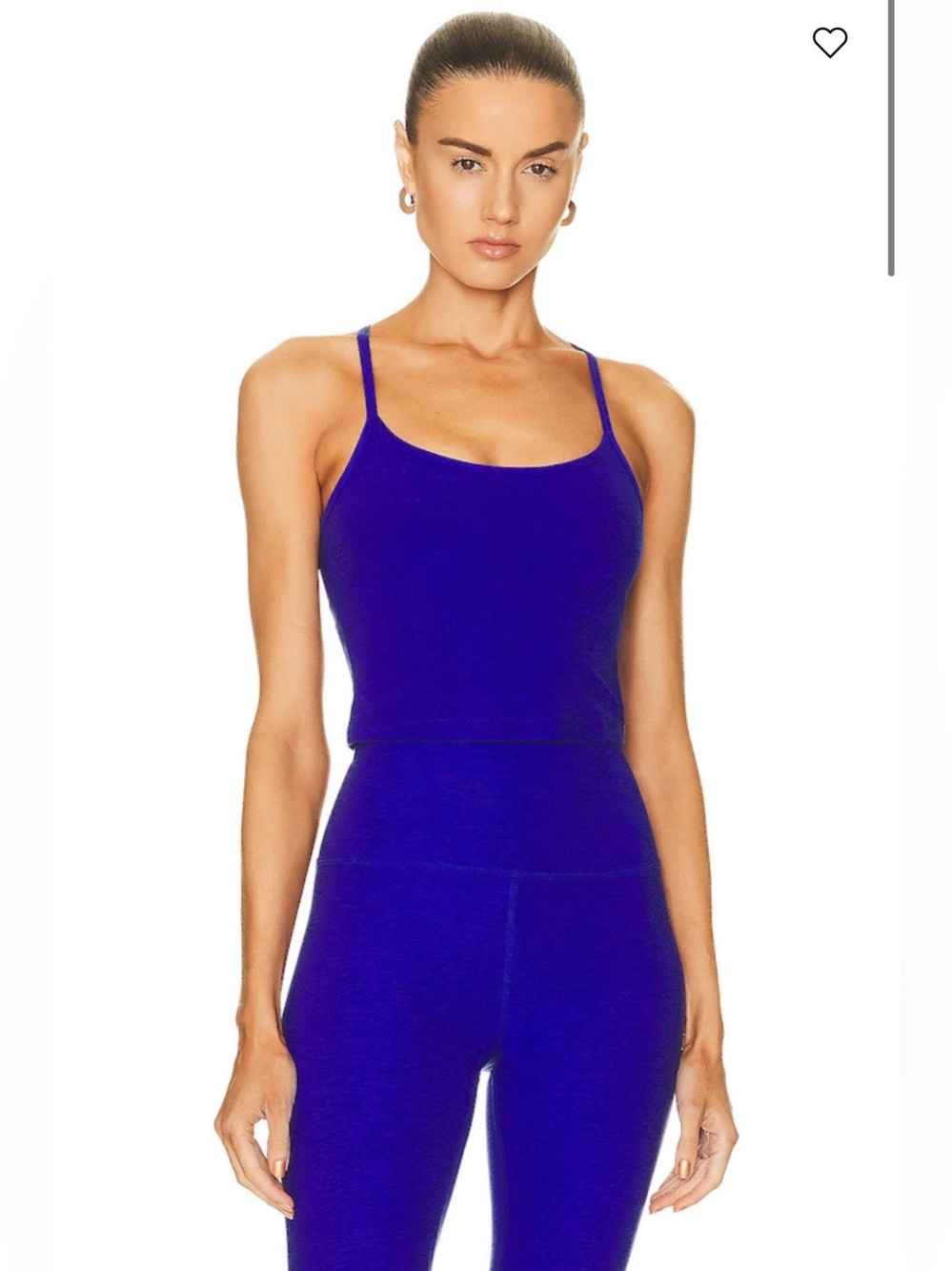NWT Beyond Yoga Set Sapphire Blue Heather: Midi Leggings & Cropped Tank Small - Picture 3 of 10